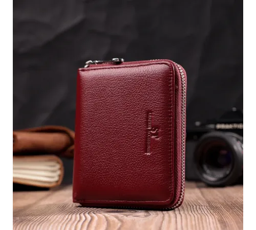Практичний гаманець для жінок із натуральної шкіри ST Leather 22450 Бордовий