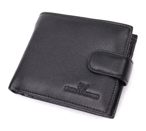 Горизонтальний гаманець середнього розміру з натуральної шкіри ST Leather 22454 Чорний