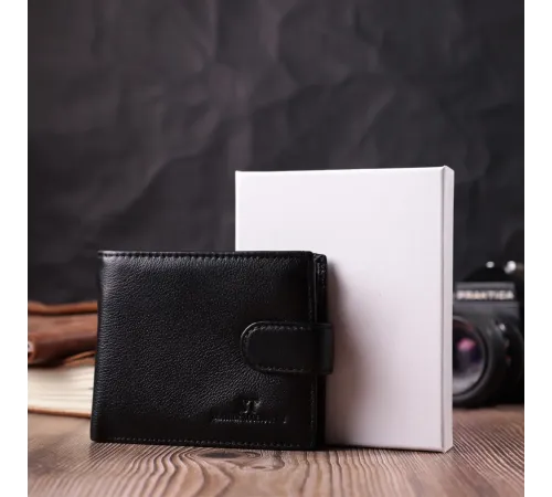 Горизонтальний гаманець середнього розміру з натуральної шкіри ST Leather 22454 Чорний