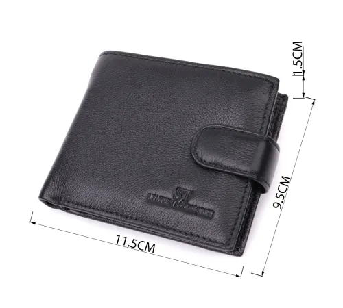 Горизонтальний гаманець середнього розміру з натуральної шкіри ST Leather 22454 Чорний