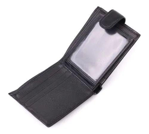 Горизонтальний гаманець середнього розміру з натуральної шкіри ST Leather 22454 Чорний