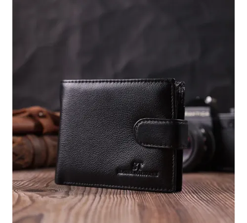 Горизонтальний гаманець середнього розміру з натуральної шкіри ST Leather 22454 Чорний