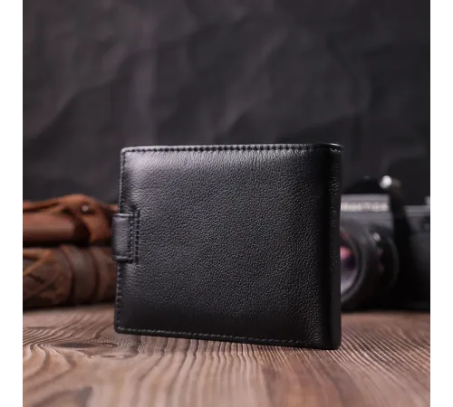 Горизонтальний гаманець середнього розміру з натуральної шкіри ST Leather 22454 Чорний