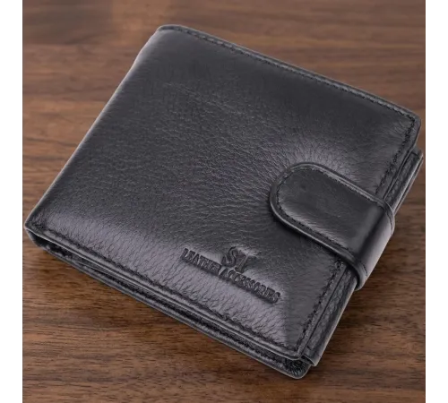 Якісний горизонтальний гаманець із натуральної шкіри ST Leather 22455 Чорний