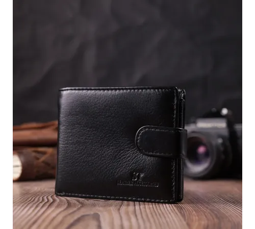Якісний горизонтальний гаманець із натуральної шкіри ST Leather 22455 Чорний