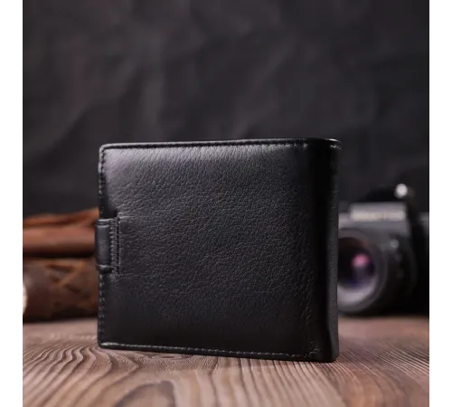 Якісний горизонтальний гаманець із натуральної шкіри ST Leather 22455 Чорний