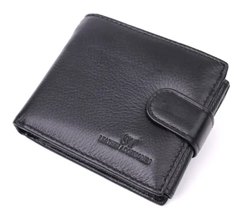 Якісний горизонтальний гаманець із натуральної шкіри ST Leather 22455 Чорний