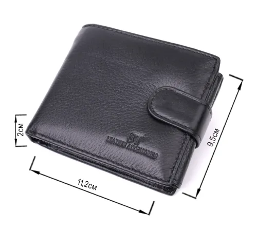 Якісний горизонтальний гаманець із натуральної шкіри ST Leather 22455 Чорний