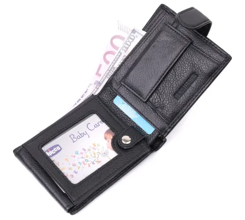 Якісний горизонтальний гаманець із натуральної шкіри ST Leather 22455 Чорний