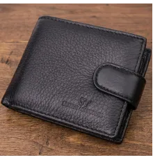 Невеликий місткий гаманець із натуральної шкіри ST Leather 22456 Чорний