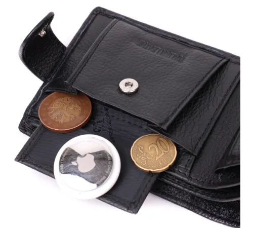 Невеликий місткий гаманець із натуральної шкіри ST Leather 22456 Чорний