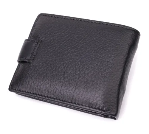 Невеликий місткий гаманець із натуральної шкіри ST Leather 22456 Чорний