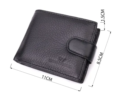 Невеликий місткий гаманець із натуральної шкіри ST Leather 22456 Чорний