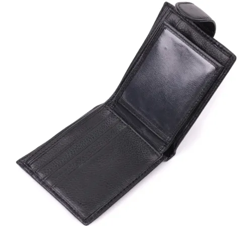 Невеликий місткий гаманець із натуральної шкіри ST Leather 22456 Чорний