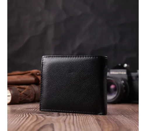 Стильний чоловічий гаманець із натуральної шкіри ST Leather 22457 Чорний