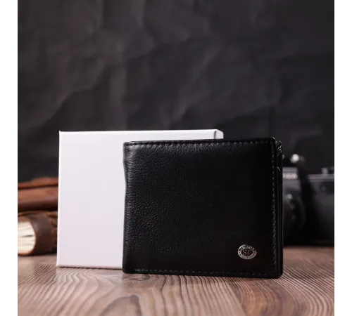 Стильний чоловічий гаманець із натуральної шкіри ST Leather 22457 Чорний