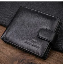 Гаманець для чоловіків зручного розміру із натуральної шкіри ST Leather 22461 Чорний
