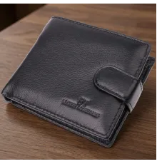 Гаманець для чоловіків зручного розміру з натуральної шкіри ST Leather 22463 Чорний