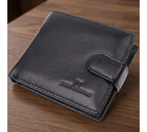 Гаманець для чоловіків зручного розміру з натуральної шкіри ST Leather 22463 Чорний