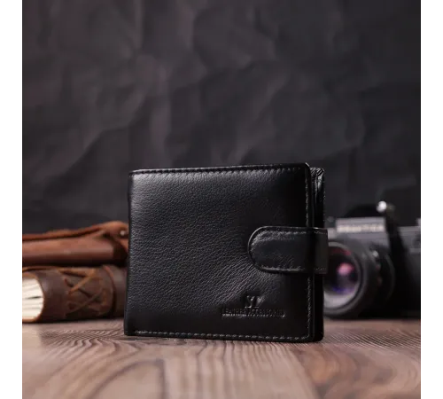 Гаманець для чоловіків зручного розміру з натуральної шкіри ST Leather 22463 Чорний