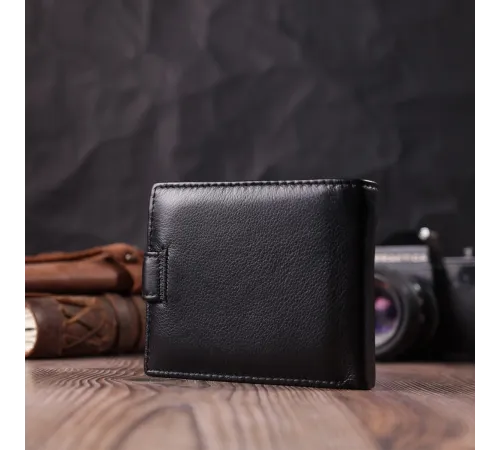 Гаманець для чоловіків зручного розміру з натуральної шкіри ST Leather 22463 Чорний