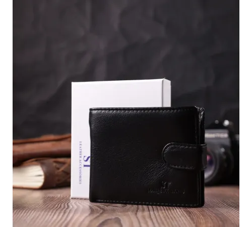 Гаманець для чоловіків зручного розміру з натуральної шкіри ST Leather 22463 Чорний