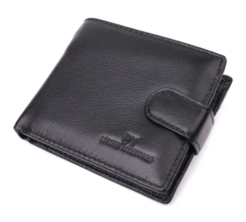 Гаманець для чоловіків зручного розміру з натуральної шкіри ST Leather 22463 Чорний
