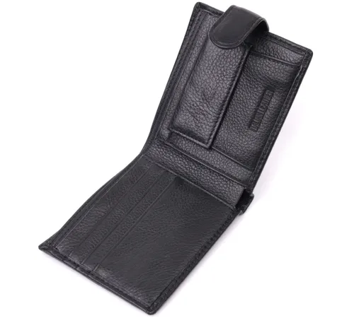 Гаманець для чоловіків зручного розміру з натуральної шкіри ST Leather 22463 Чорний