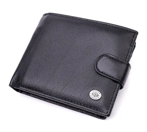 Чоловічий горизонтальний гаманець із натуральної шкіри ST Leather 22466 Чорний