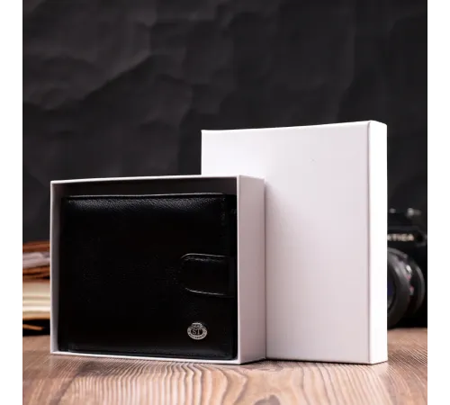Чоловічий горизонтальний гаманець із натуральної шкіри ST Leather 22466 Чорний