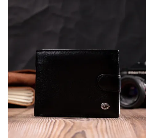 Чоловічий горизонтальний гаманець із натуральної шкіри ST Leather 22466 Чорний