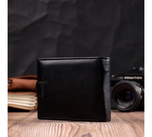 Чоловічий горизонтальний гаманець із натуральної шкіри ST Leather 22466 Чорний