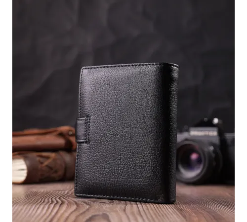 Солідний чоловічий гаманець з натуральної шкіри ST Leather 22467 Чорний