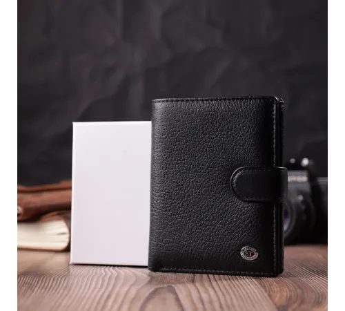 Солідний чоловічий гаманець з натуральної шкіри ST Leather 22467 Чорний