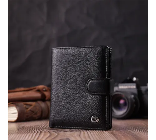 Солідний чоловічий гаманець з натуральної шкіри ST Leather 22467 Чорний