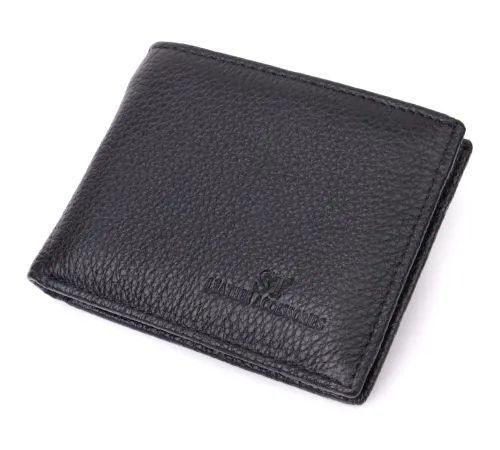Якісний затиск із натуральної шкіри ST Leather 22472 Чорний