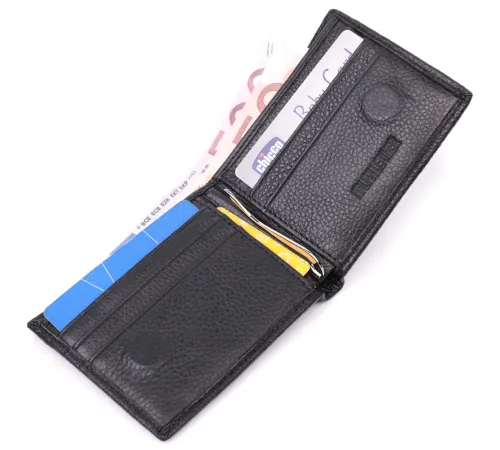 Якісний затиск із натуральної шкіри ST Leather 22472 Чорний