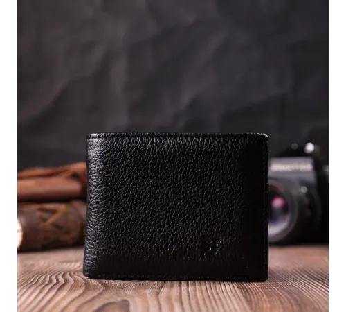 Якісний затиск із натуральної шкіри ST Leather 22472 Чорний