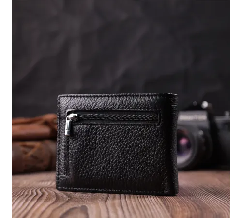 Якісний затиск із натуральної шкіри ST Leather 22472 Чорний
