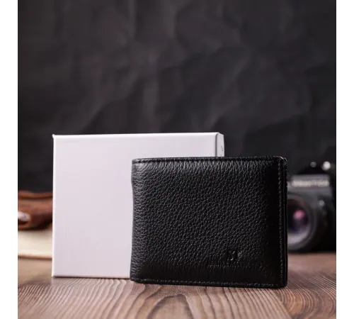 Якісний затиск із натуральної шкіри ST Leather 22472 Чорний