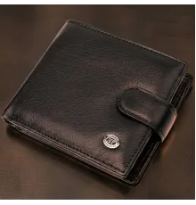 Гаманець чоловічий середнього розміру з натуральної шкіри ST Leather 22473 Чорний