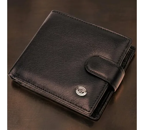Гаманець чоловічий середнього розміру з натуральної шкіри ST Leather 22473 Чорний