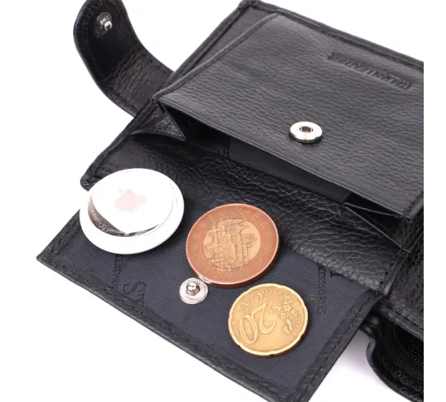 Гаманець чоловічий середнього розміру з натуральної шкіри ST Leather 22473 Чорний