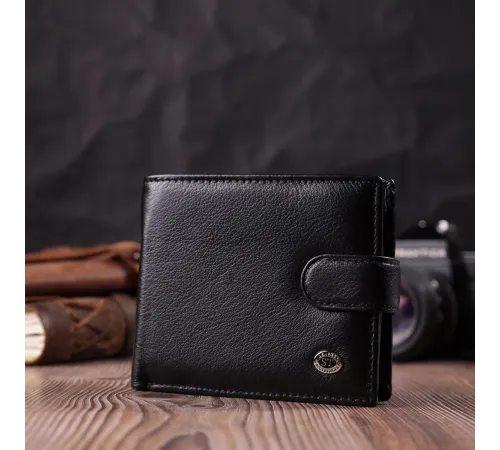 Гаманець чоловічий середнього розміру з натуральної шкіри ST Leather 22473 Чорний