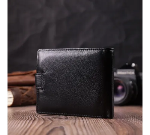 Гаманець чоловічий середнього розміру з натуральної шкіри ST Leather 22473 Чорний