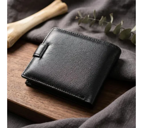 Гаманець чоловічий середнього розміру з натуральної шкіри ST Leather 22473 Чорний