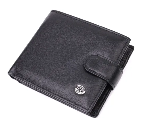 Гаманець чоловічий середнього розміру з натуральної шкіри ST Leather 22473 Чорний