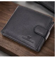 Цікавий гаманець із блоком під документи з натуральної шкіри ST Leather 22480 Чорний