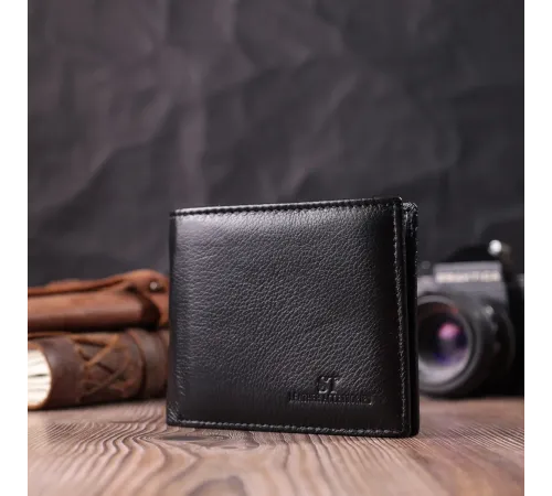 Шкіряне чоловіче портмоне із затискачем ST Leather 22481 Чорний