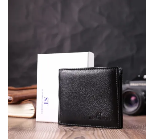 Шкіряне чоловіче портмоне із затискачем ST Leather 22481 Чорний